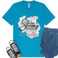 thumbnail image 1 of Faith-Based Premium Shirt for Women - She Is Strong Bible Verse Christian T-Shirt, Aqua, S, 1 of 6