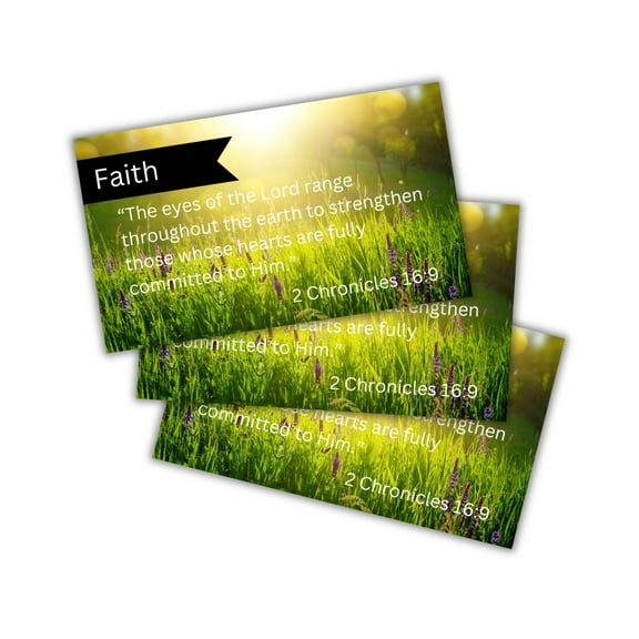 Faith Bible Verse 2 Chronicles 16:9 30 pk 2x3.5 Scripture for Support Bulk Wallet Handout Pocket Encouragement Cards Teens Commitment