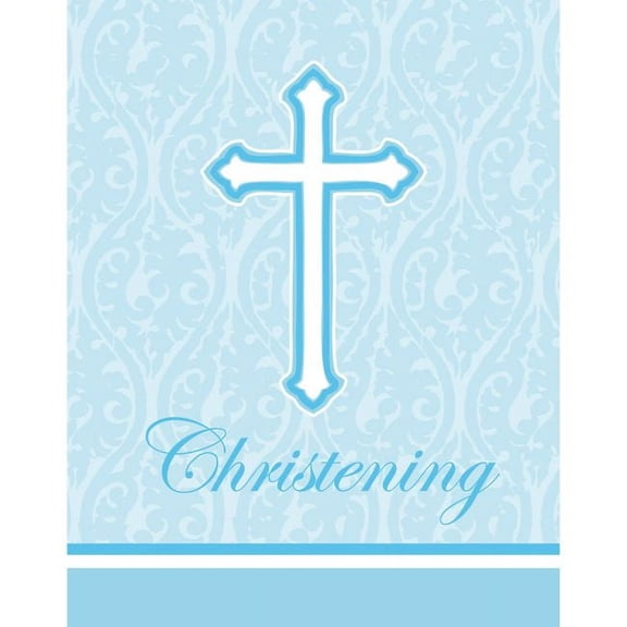 Faith Blue Christening Invitations 8 Per Pack