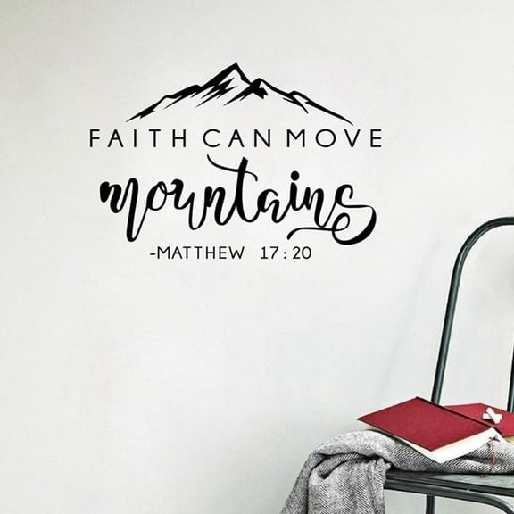 Faith Can Move Mountains Bible Verse Vinyl Wall Sticker Christian Wall Decor For Home Car Laptop Art Decals Bedroom Wall Decal 42x30cm