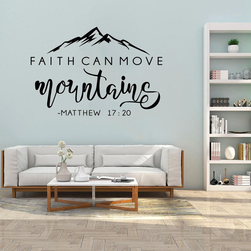 Faith Can Move Mountains Bible Verse Vinyl Wall Sticker Christian Wall ...