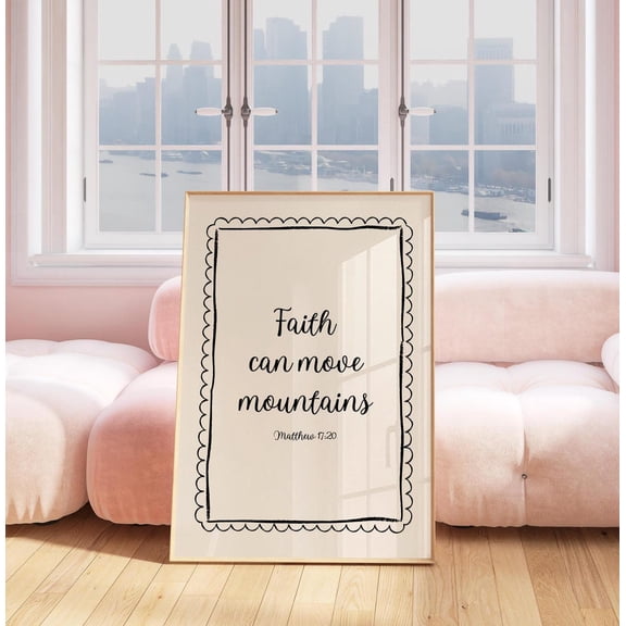 Faith Can Move Mountains Christian Scripture Wall Art, Unframed Paper Print Size 12x18