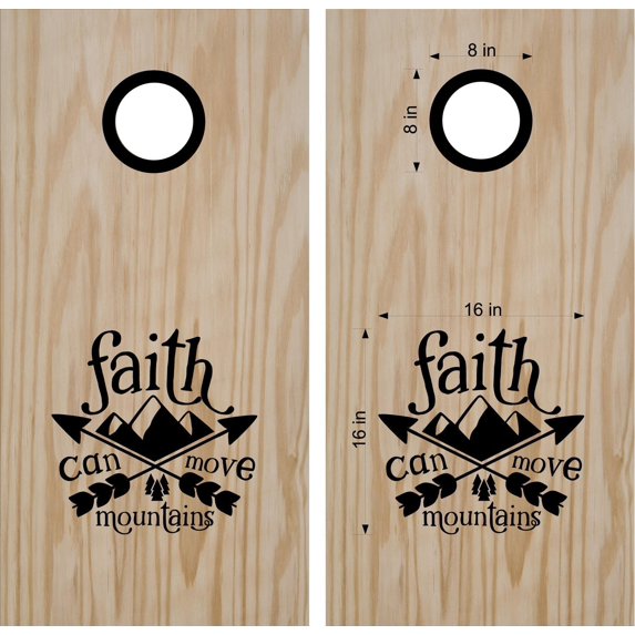 Faith Can Move Mountains Cornhole Decal Sticker Bean Bag Toss