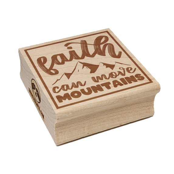 Faith Can Move Mountains Inspirational Bible Verse Square Rubber Stamp Stamping Scrapbooking Crafting - Medium 1.75in