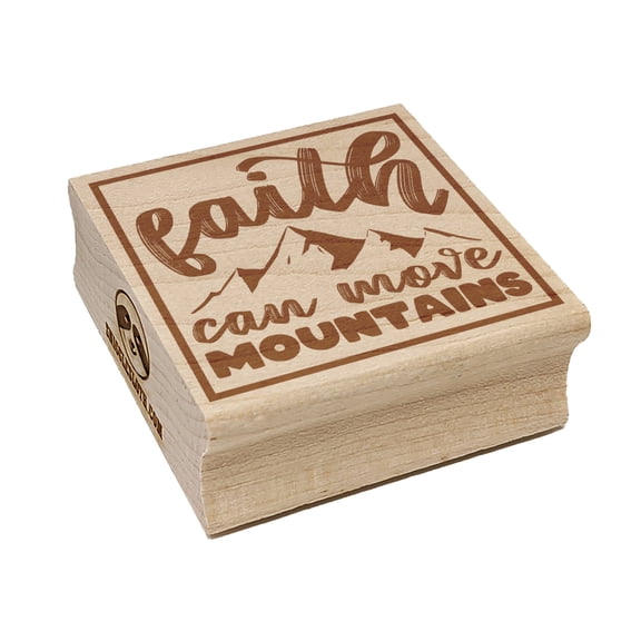 Faith Can Move Mountains Inspirational Bible Verse Square Rubber Stamp Stamping Scrapbooking Crafting - Medium 1.75in
