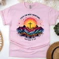 thumbnail image 1 of Faith Can Move Mountains Matthew 17:20 Christian Bible Verse T-Shirt, Light Pink, Size M, 1 of 6