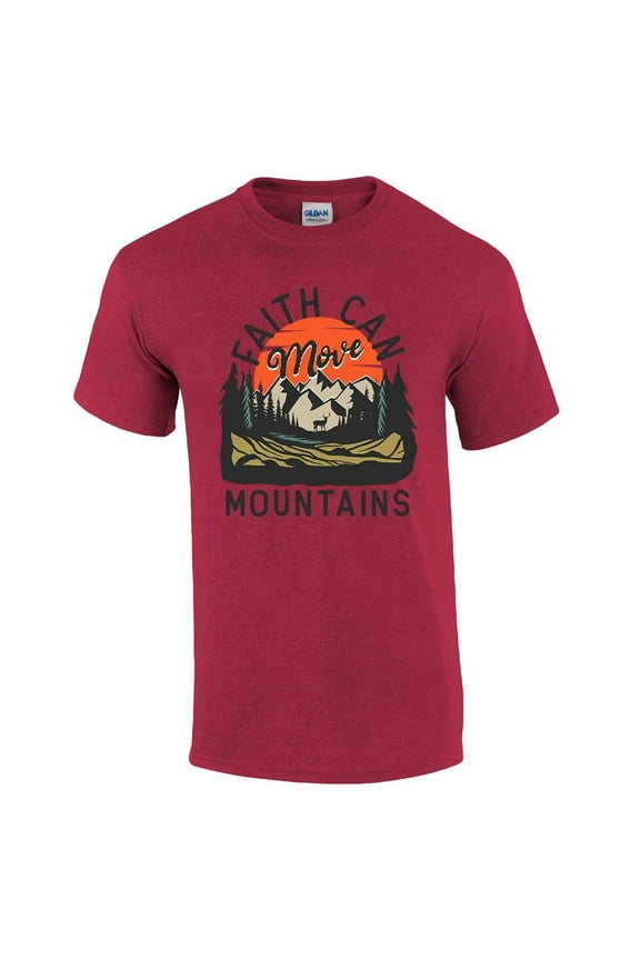 Faith Can Move Mountains Scenic View Mens Christian Short Sleeve T-shirt Graphic Tee Graphic Tee-Antique Cherry-large