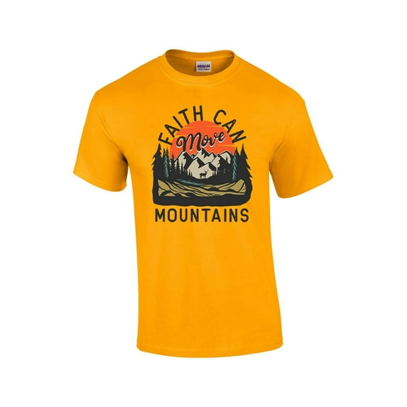 Faith Can Move Mountains Scenic View Mens Christian Short Sleeve T-shirt Graphic Tee Graphic Tee-Gold-4xl