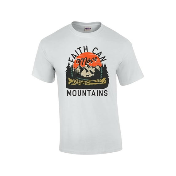 Faith Can Move Mountains Scenic View Mens Christian Short Sleeve T-shirt Graphic Tee Graphic Tee-White-6xl