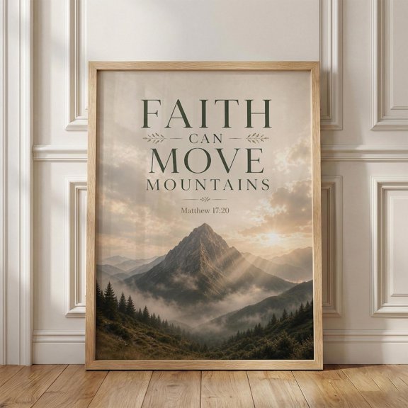 Faith Can Move Mountains Scripture Poster Unframed Paper Print