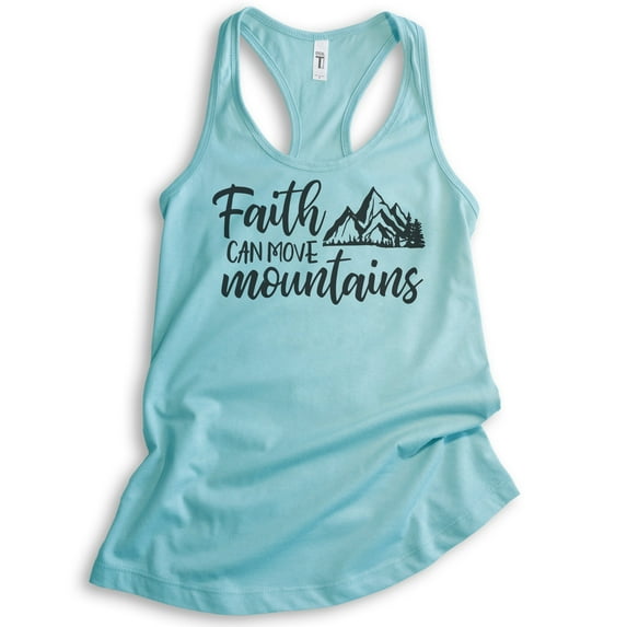 Faith Can Move Mountains Tank Top, Ladies Racerback Tank Top, Religious Christian Motivation Spiritual Tank, Cancun, Large