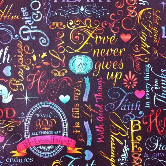 Faith Colorful Black Cotton Fabric