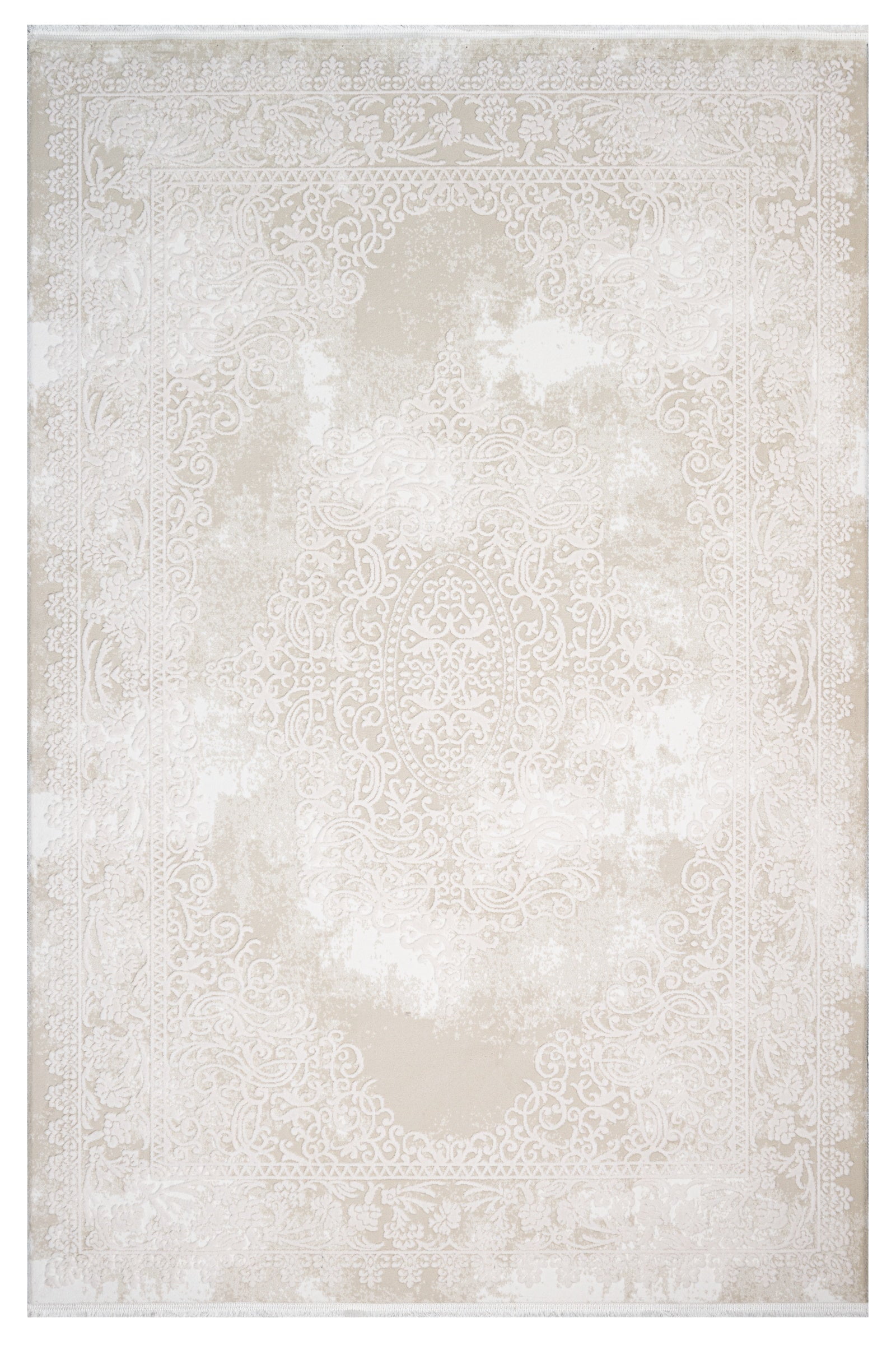 Faith Cream Framed Knitwear Acrylic Area Rugs for Living Room Jacquard ...