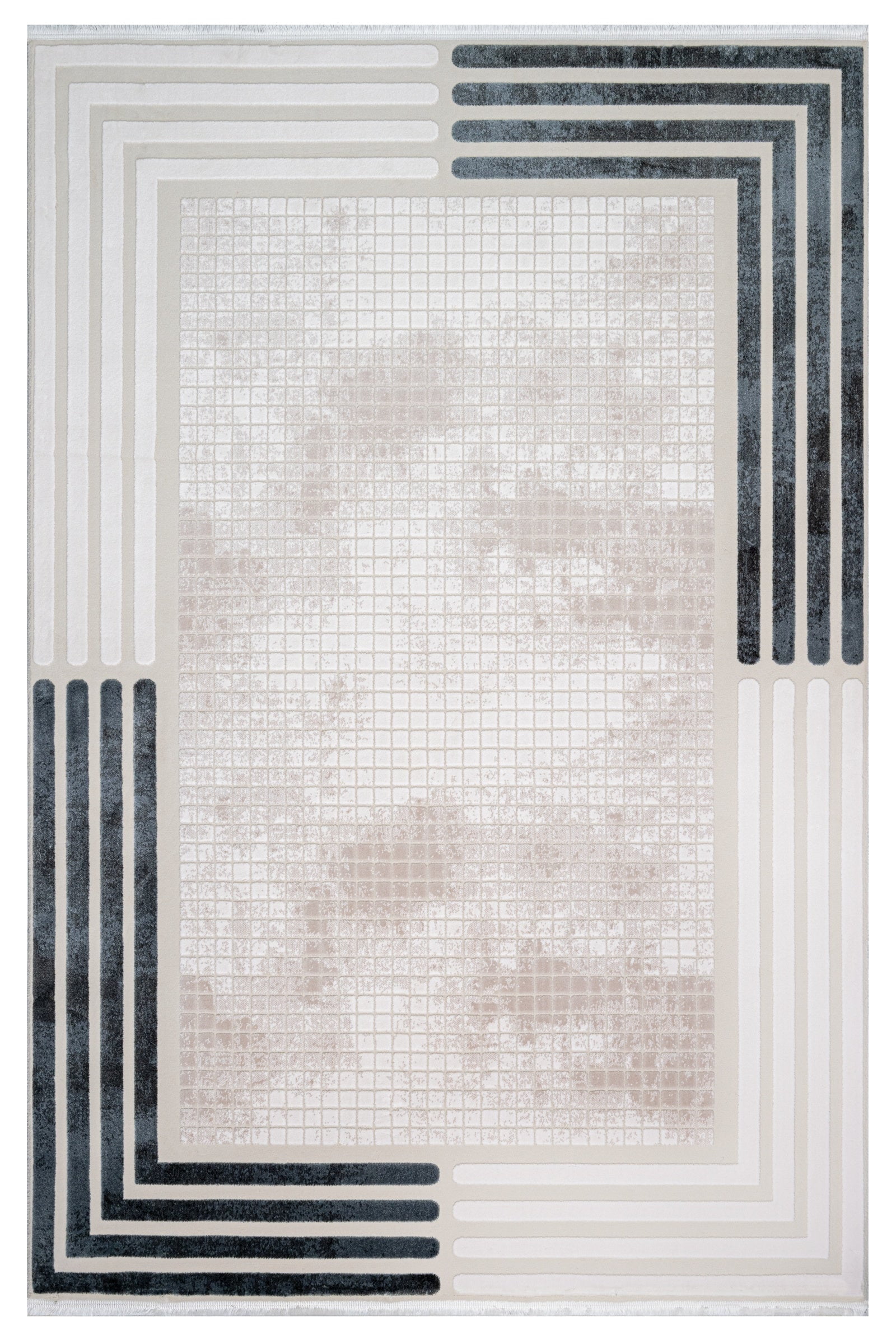 Faith Cream Framed Knitwear Acrylic Area Rugs for Living Room Jacquard ...