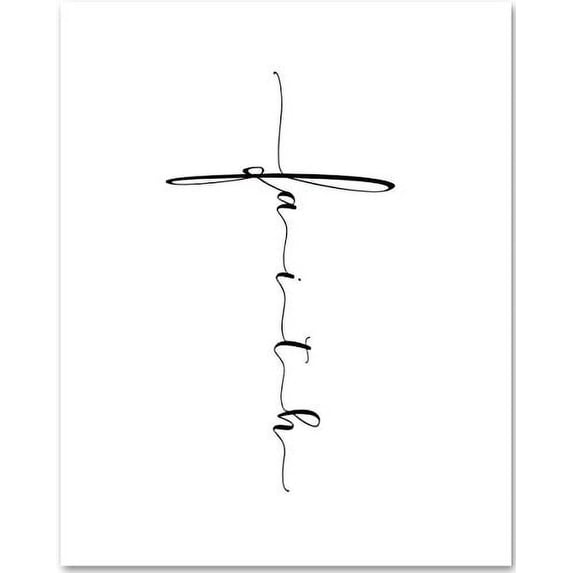 Faith - Cross - 11x14 Unframed Typography Art Print - Great Christian Gift