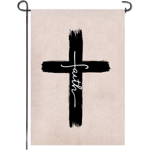 Faith Cross Christian Garden Flag 12.5 x 18 Inch House Flag Double Sided Decorative Outdoor Banner for Home Garden Yard Decoration