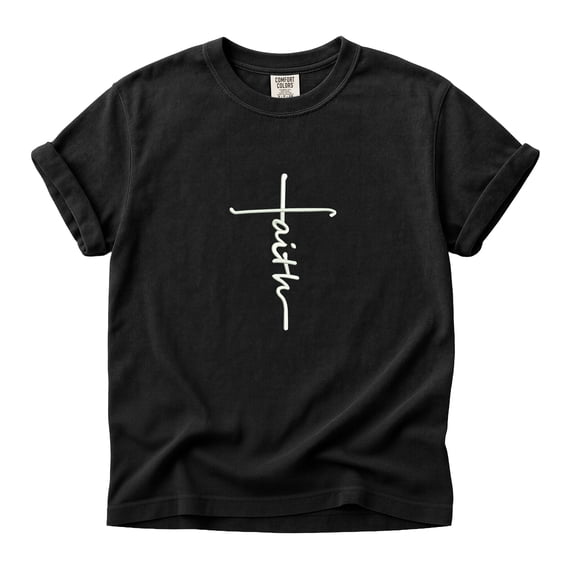 Faith Cross Embroidery Christian T-Shirt for Men Women