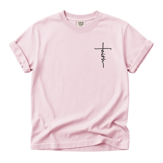 Faith Cross Embroidery Christian T-Shirt for Men Women
