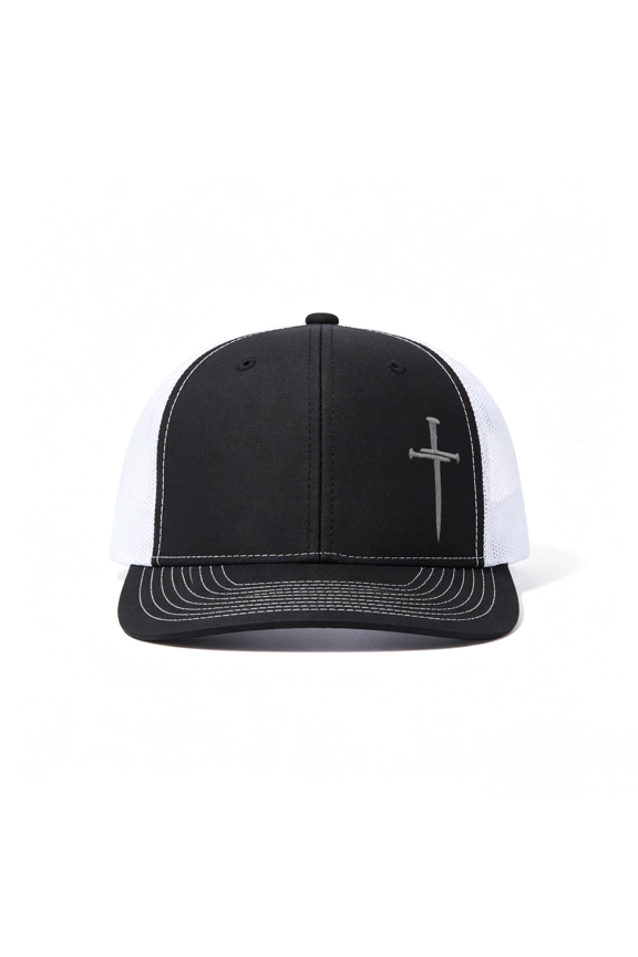Faith Cross Embroidery Snapback Trucker Hat Unisex Casual Outdoor Sun Cap-Black White