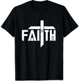 thumbnail image 1 of Faith Cross Graphic T-Shirt for Men, Minimal Christian Typography, Unisex Cotton Short Sleeve, 1 of 7