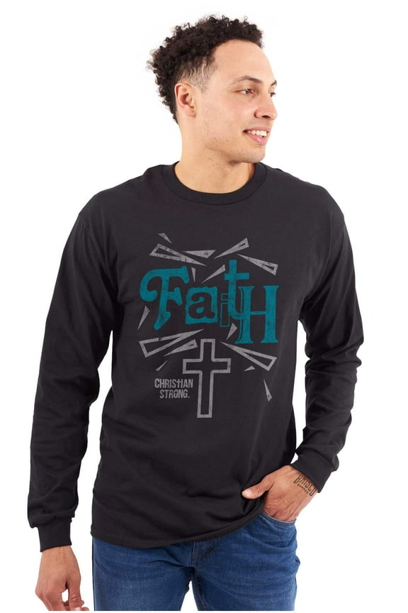 Faith Cross Hope Christian Jesus Plus Size Long Sleeve Graphic Tee Shirt Brisco Brands 2X