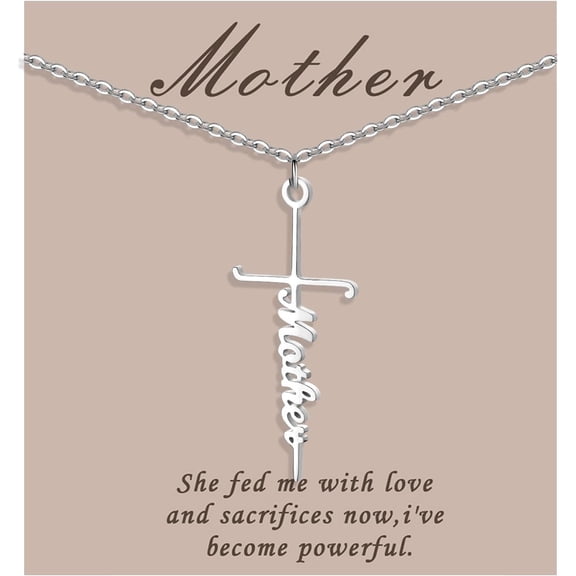 Faith Cross Necklace Jewelry for Women Silver Jesus Christian Pendant Necklaces Gifts for Mom