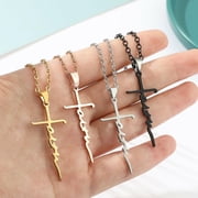 Faith Cross Necklace Stainless Steel Pendant 24 inch Chain