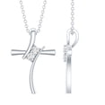 thumbnail image 1 of Rosec Jewels Certified Moissanite Cross Pendant Necklace with Chain - D-VS1 Quality - Ready to Gift for Christmas, 10K White Gold, 1 of 7