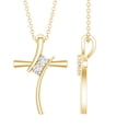 thumbnail image 1 of Rosec Jewels Certified Moissanite Cross Pendant Necklace with Chain - D-VS1 Quality - Ready to Gift for Christmas, 18K Yellow Gold, 1 of 7