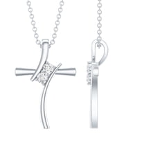 Rosec Jewels Certified Moissanite Cross Pendant Necklace with Chain - D-VS1 Quality - Ready to Gift for Christmas, 925 Sterling Silver