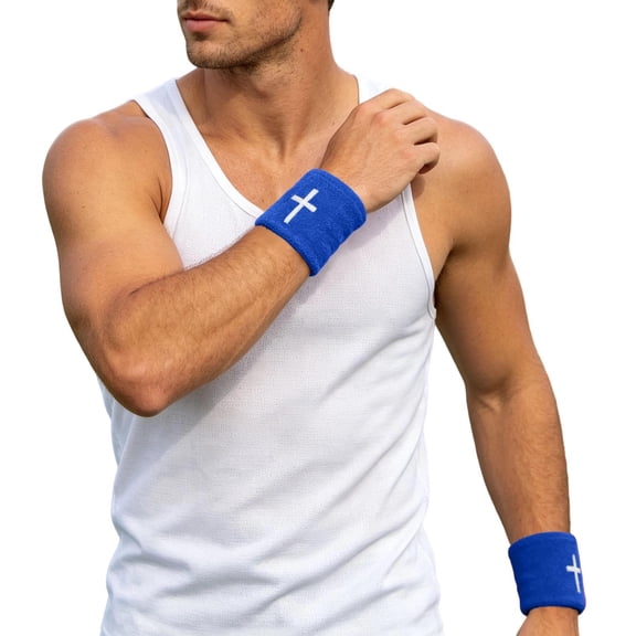 Faith Cross Sports Wristbands for Men and Women, Christian Absorbent Sweat Bands for Baseball, Football, Basketball, Running and Gym Workouts