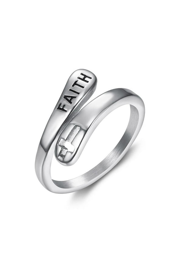 Faith Cross Sterling Silver Open Statement Rings Adjustable Minimalist Rings For Men And As Jewelry Finger Wedding Bands Or Gifts For Women For Formal And Romantic Occasions