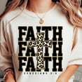 thumbnail image 1 of Faith Cross T-Shirt, Inspirational Christian Shirt, Leopard Print Religious Scripture Design Tee, 1 of 5