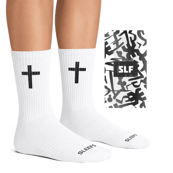 Faith Cross Black Crew Socks