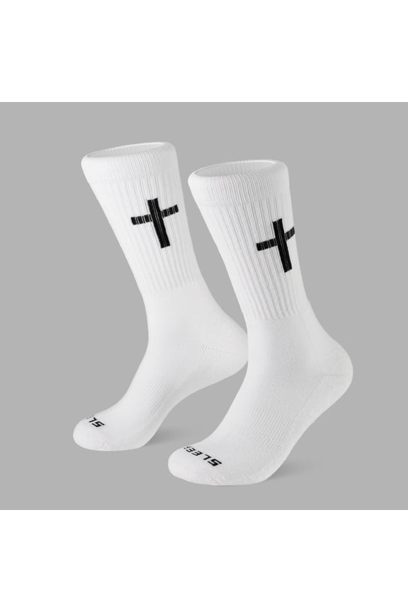 Faith Cross Black Crew Socks