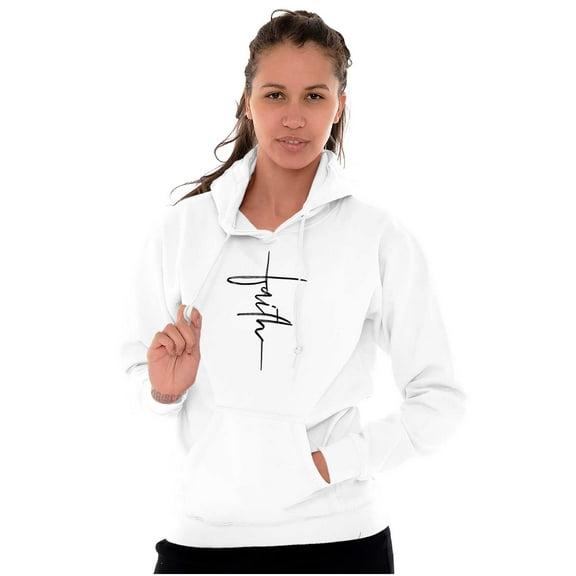 Faith Cursive Print Christian Hoodie Sweatshirt Women Brisco Brands L