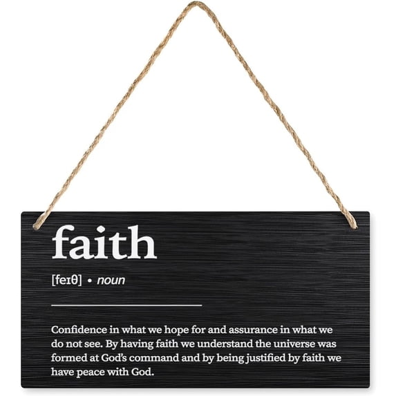 Faith Definition Wooden Plaque, Hanging Rustic Farmhouse Wall Art for ...