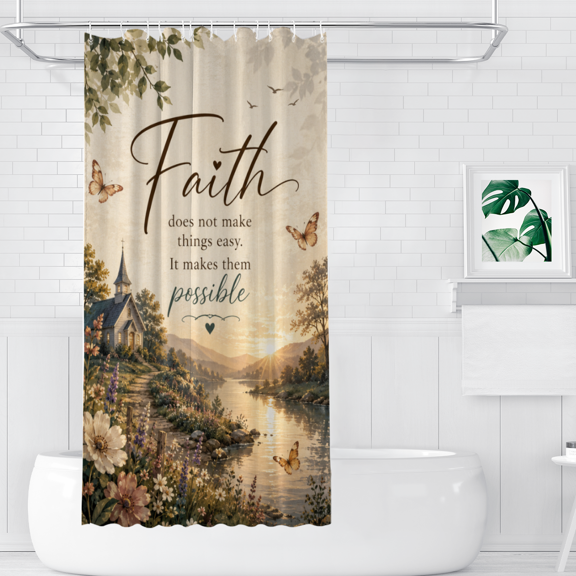 Faith Does Not Make Things Easy Polyester Shower Curtains, 36" x 72"
