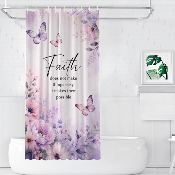 Faith Does Not Make Things Easy Polyester Shower Curtains, 36" x 72"