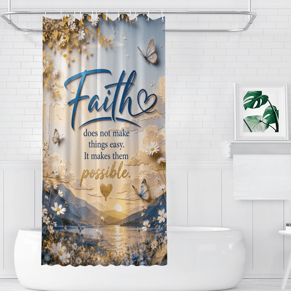 Faith Does Not Make Things Easy Polyester Shower Curtains, 36" x 72"