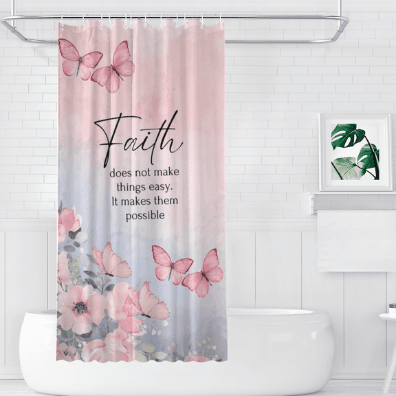 Faith Does Not Make Things Easy Waterproof Polyester Shower Curtains, 36" x 72"