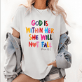 thumbnail image 1 of Faith - Driven"God is Within Her She Will Not Fall" Comfortable Tee T-shirt Top Short Sleeve Round Neck White S-5XL, 1 of 4
