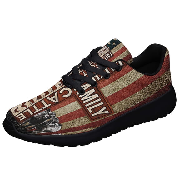 Faith Family Cattle American flag Shoes Sneakers Black Size 8.5