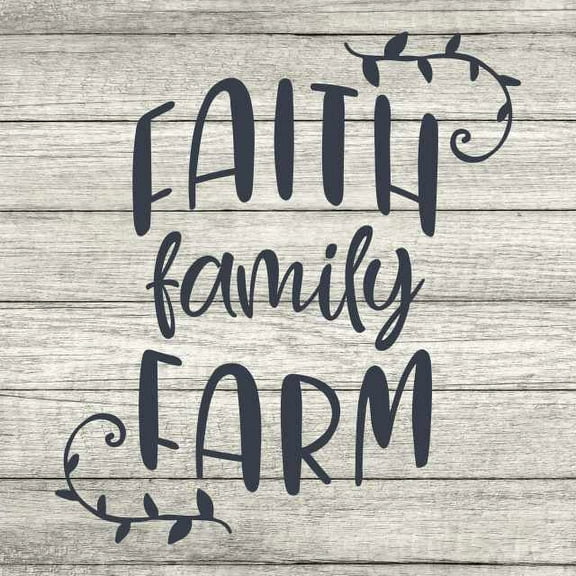 Faith Family Farm Rustic Farmhouse Style White Wood Sign Wall Décor Gift 8 x 8 Wood Sign B3-08080001001
