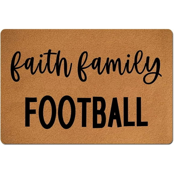 Faith Family Football Mats for Front Door Entry Front Porch Doormat Non-Slip Carpet Rugs Floor Mat Decorative for Home Bathroom Kitchen Indoor 16x24 Inch