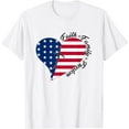 thumbnail image 1 of Faith Family Freedom American Flag Heart 4th of July T-Shirt, 1 of 3