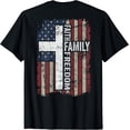 thumbnail image 1 of Faith Family Freedom - Christian Vintage USA Flag - ON BACK T-Shirt, 1 of 5
