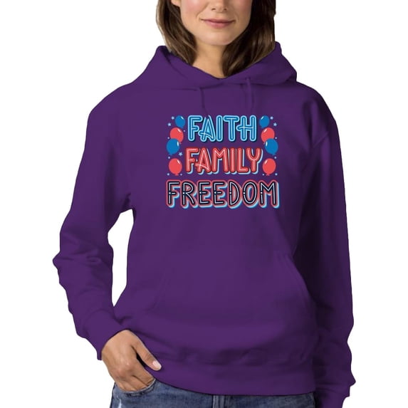 Faith Family Freedom Neons Hoodie Women -Image by Shutterstock, Female Small