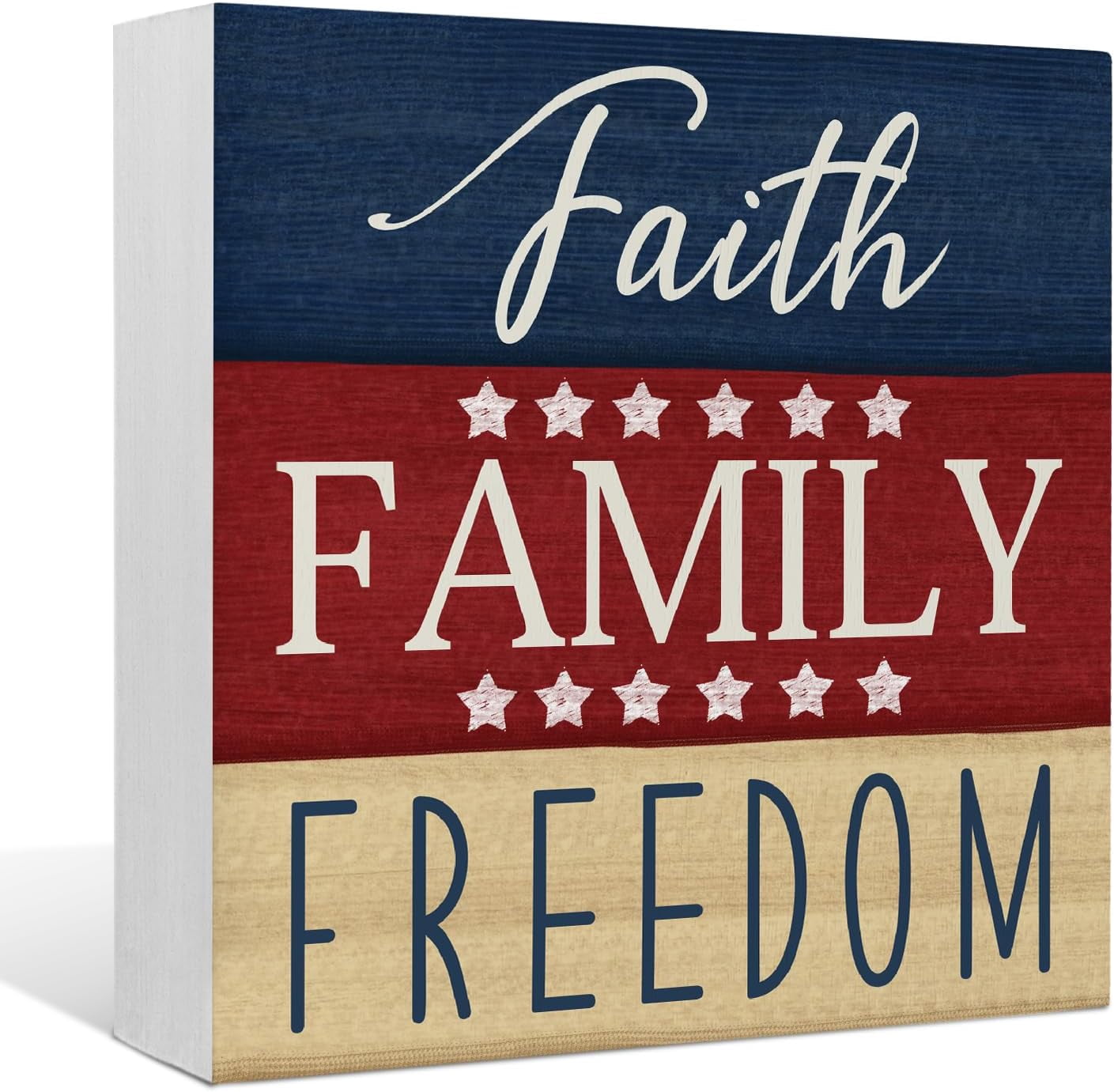 Faith Family Freedom Wooden Signs,4th of July Decorations Wood Box Sign ...