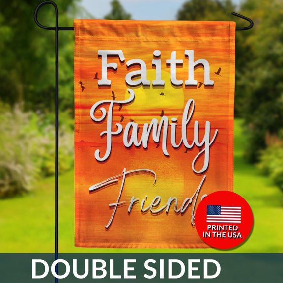 Faith Family Friends Garden Flag Inspirational Sunset Banner 1